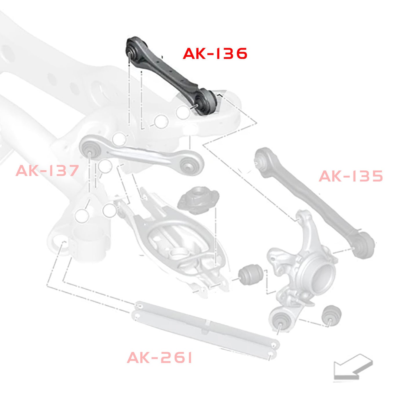 GODSPEED BMW 3-Series (E90/E91/E92/E93) 2006-11 Adjustable Rear Camber Kit With Spherical Bearings