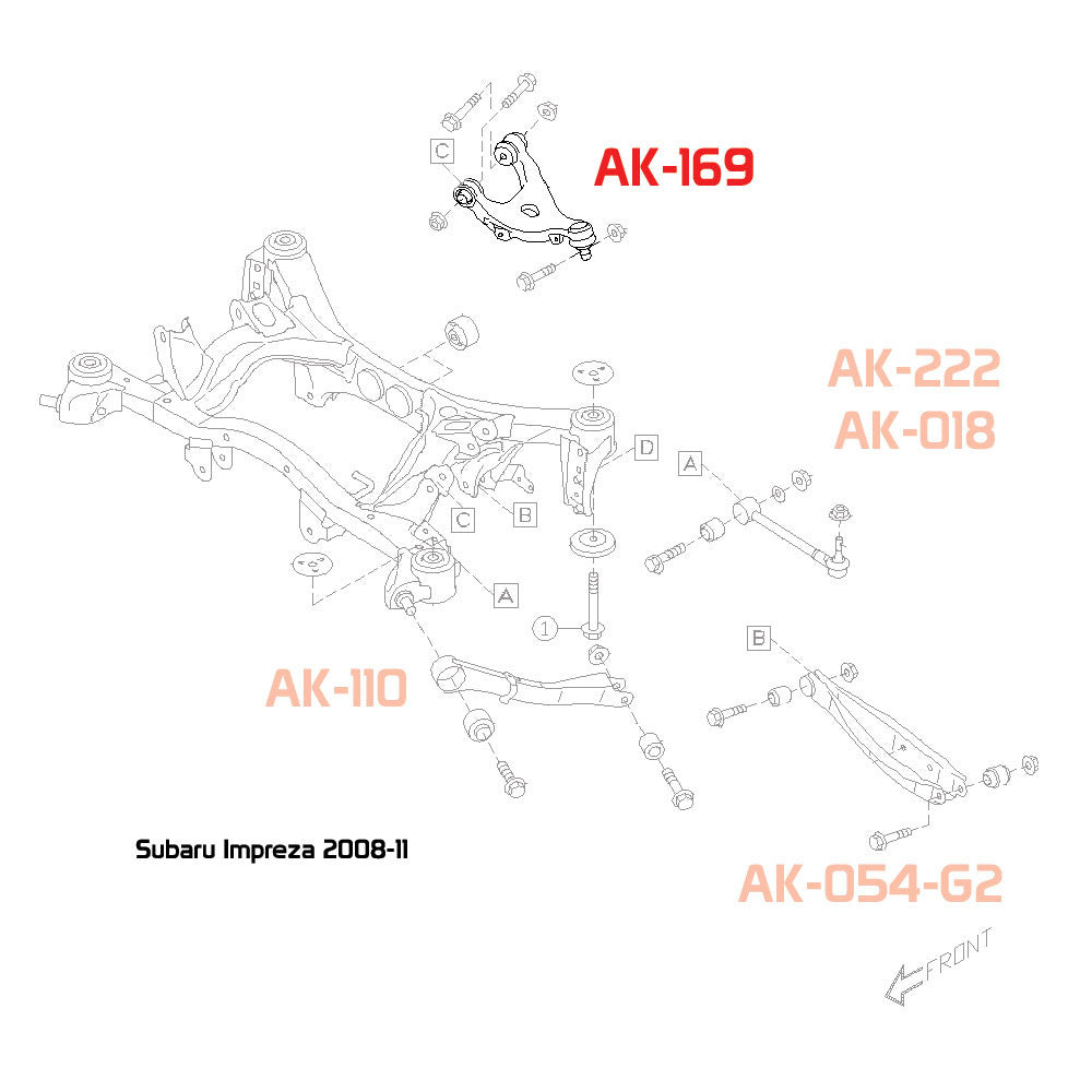 GODSPEED Subaru Impreza (GE/GH) 2008-11 Adjustable Rear Upper Camber Arms With Ball Joints