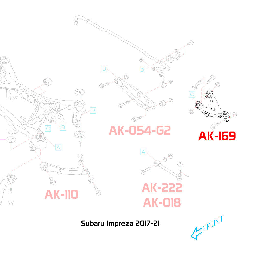 GODSPEED Subaru Impreza (GK/GT) 2017-22 Adjustable Rear Upper Camber Arms With Ball Joints
