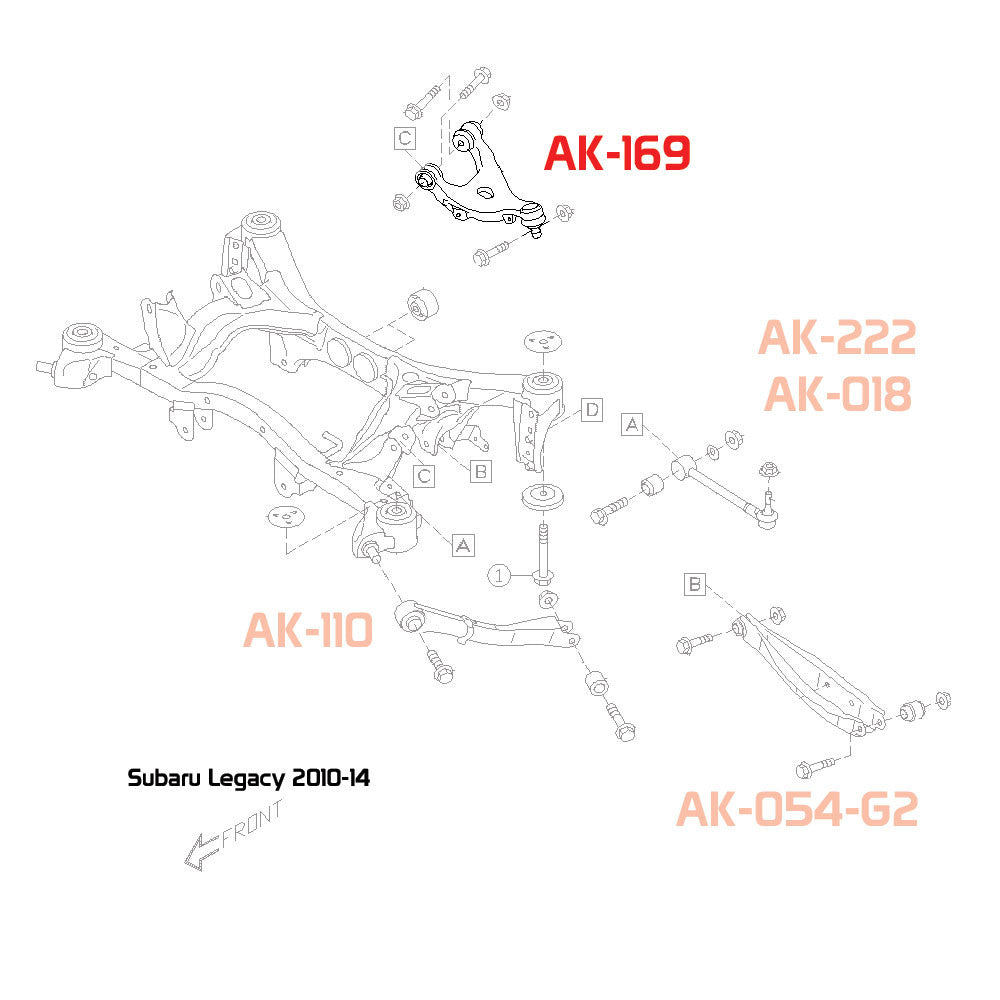 GODSPEED Subaru Legacy (BM/BR) 2010-14 Adjustable Rear Upper Camber Arms With Ball Joints
