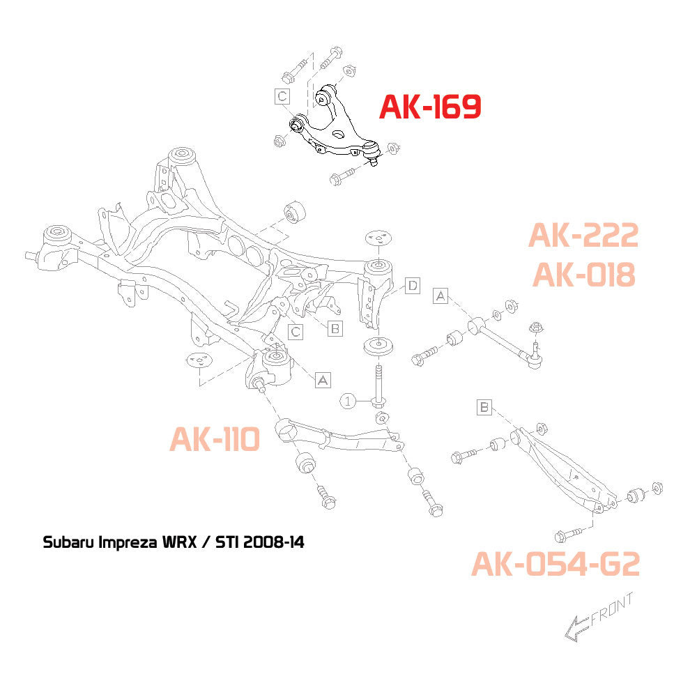 GODSPEED Subaru Impreza WRX / WRX STI (GR/GV) 2008-14 Adjustable Rear Upper Camber Arms With Ball Joints