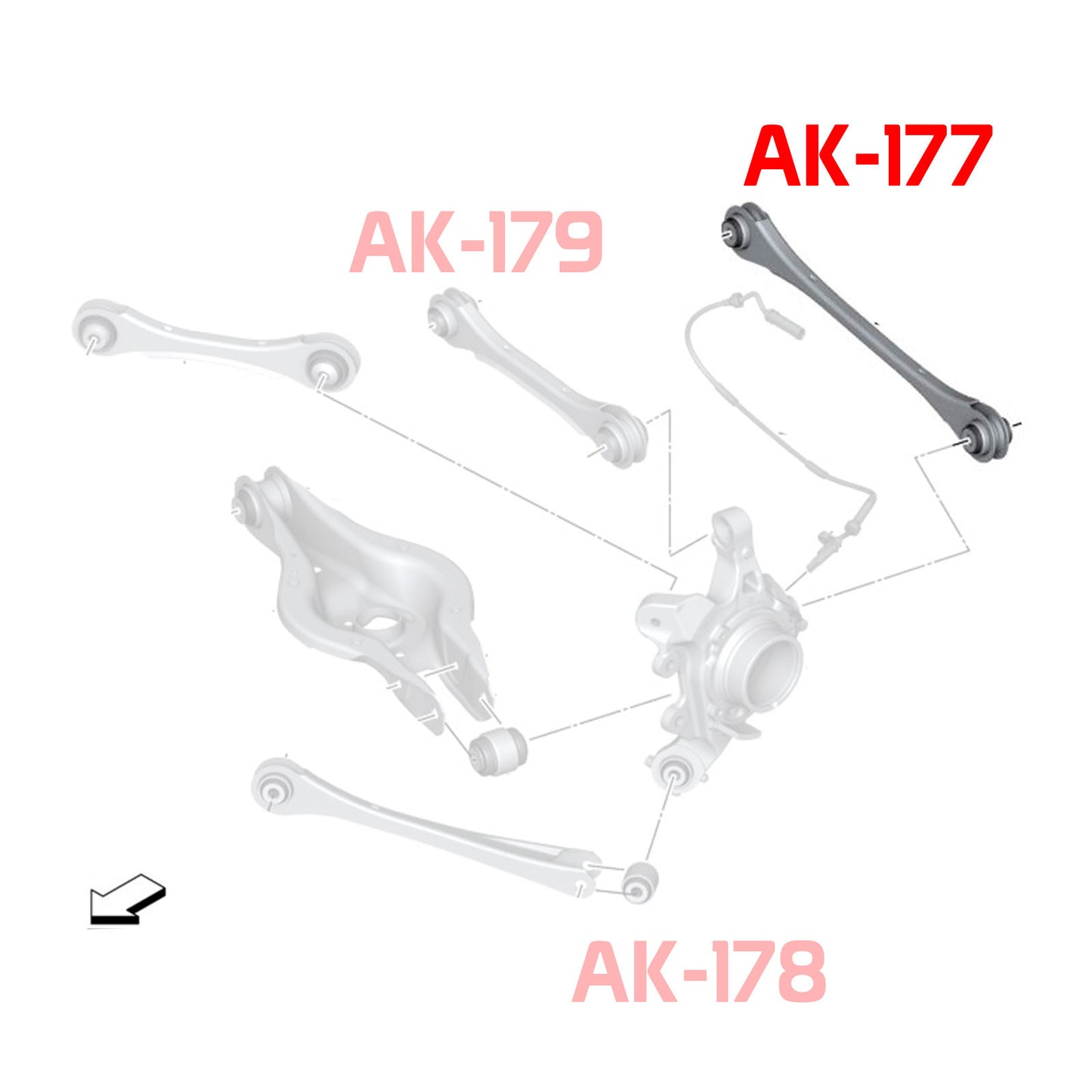 GODSPEED BMW 1-Series (F21) 2011-17 Adjustable Rear Toe Arms With Spherical Bearings
