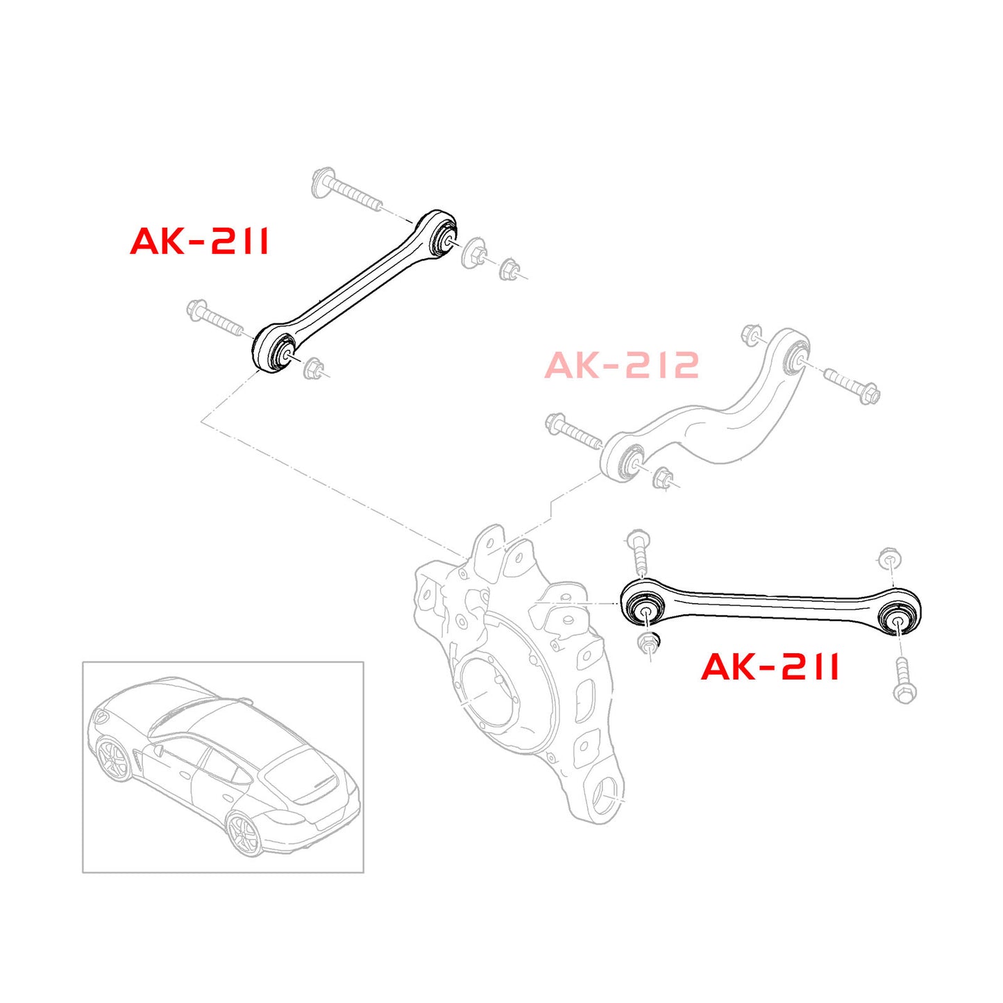 GODSPEED Porsche Panamera (970) 2010-16 Adjustable Toe Rear Lower Arms With Spherical Bearings