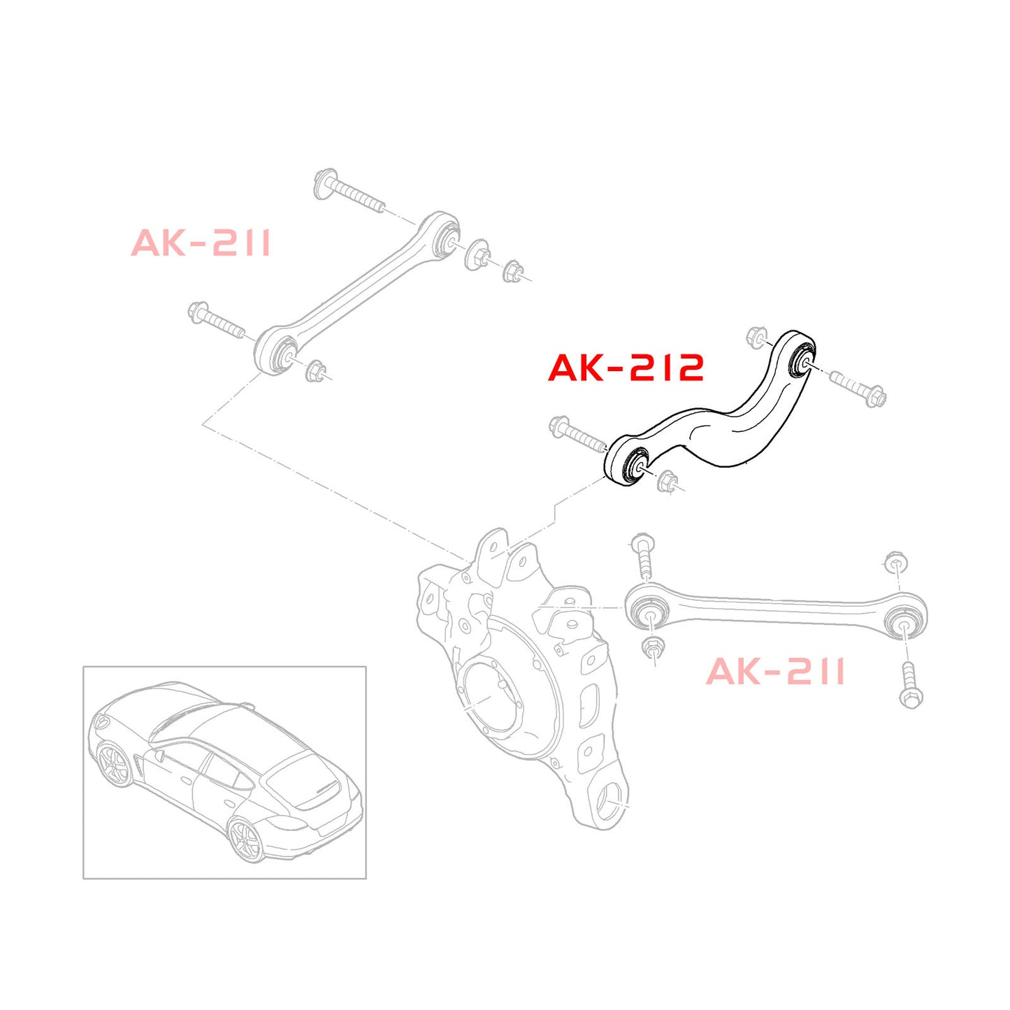 GODSPEED Porsche Panamera (971) 2017-23 Adjustable Camber Rear Upper Arms w/ Spherical Bearing