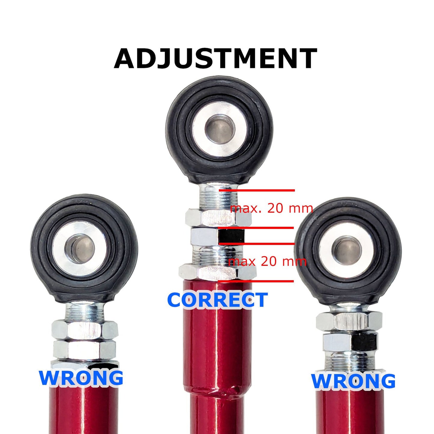 GODSPEED Chrysler 300 (LX) 2005-23 Adjustable Rear Toe Arms w/ Spherical Bearings
