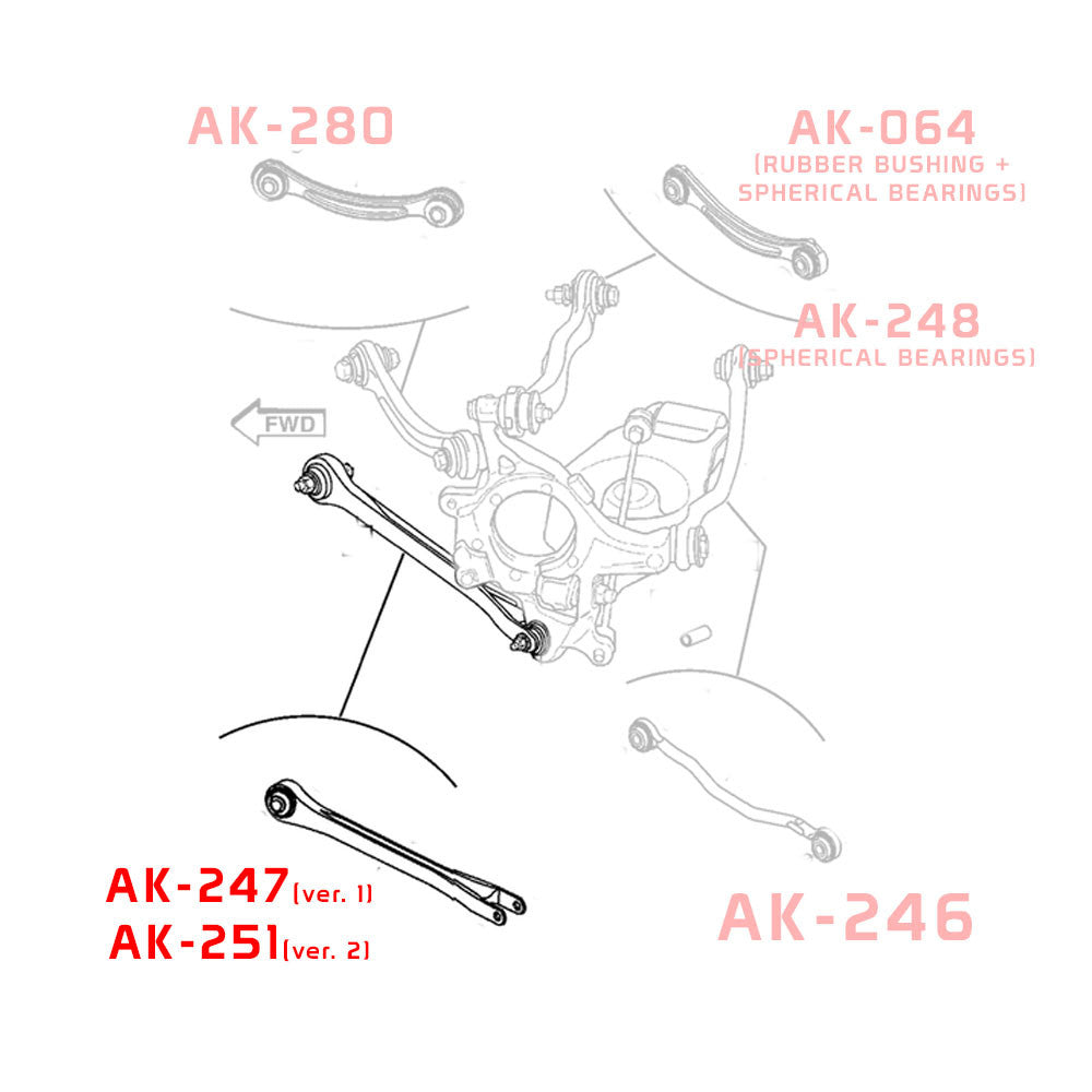 GODSPEED Chrysler 300 (LX) 2005-23 Adjustable Rear Trailing Arms w/ Spherical Bearings