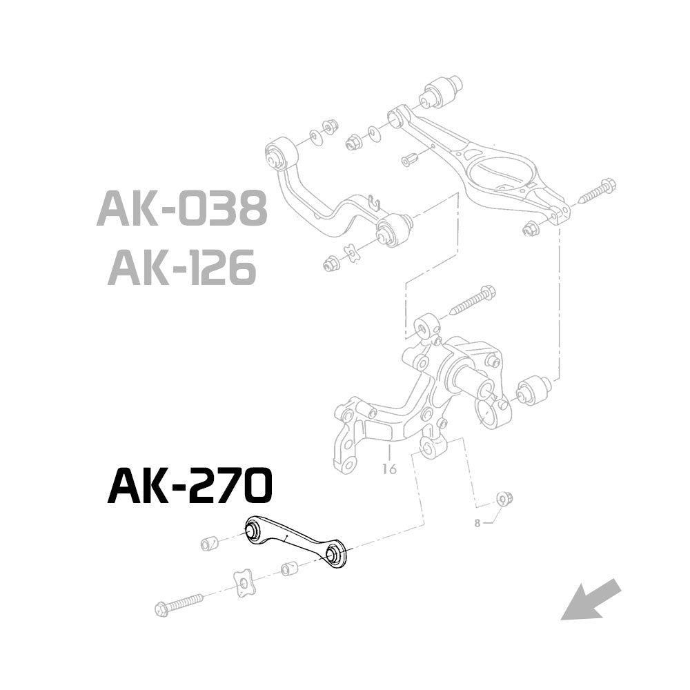 GODSPEED Audi A3 / A3 Quattro (8P) 2004-13 Adjustable Rear Toe Arms With Spherical Bearings