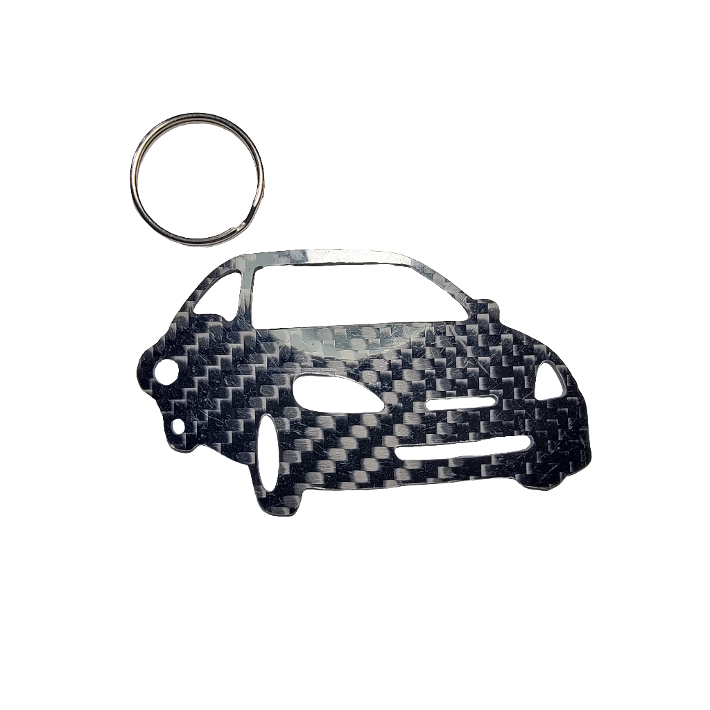 Carbon Fiber keychain for Honda Insight (1999-2006) Inspired Keychain Lanyard 3D FRONT view Glossy Twill