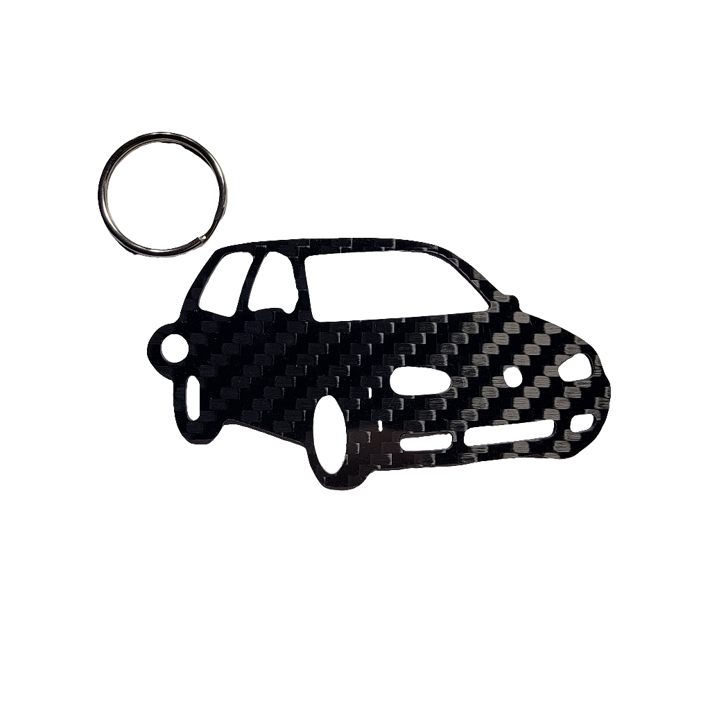 Carbon Fiber keychain for Volkswagen Golf GTI Mk4 (1998-2004) Inspired Keychain Lanyard 3d front view Glossy Twill