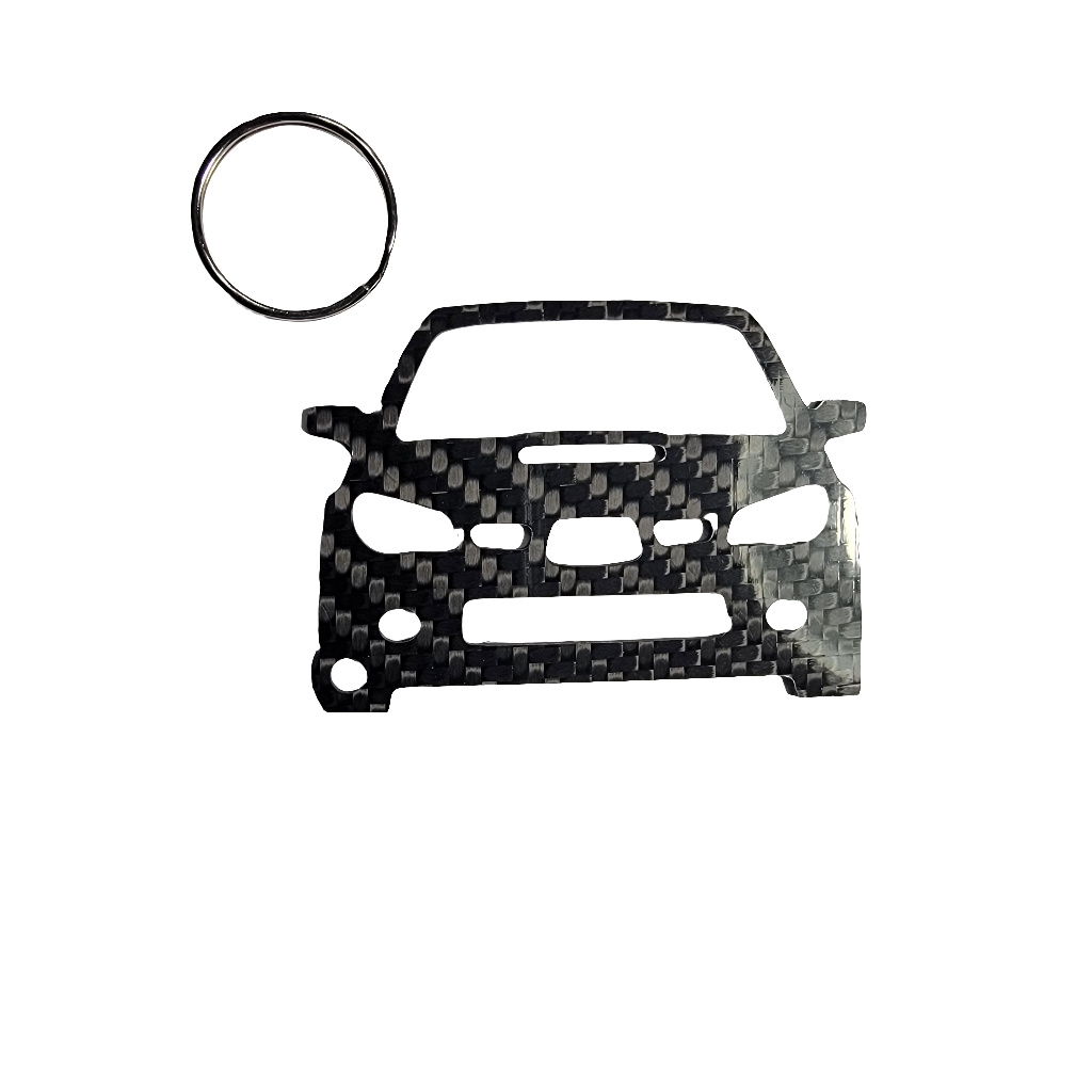 Carbon Fiber Keychain for Subaru WRX STi (2004-2005) bug eye Inspired Keychain Lanyard front view Glossy Twill