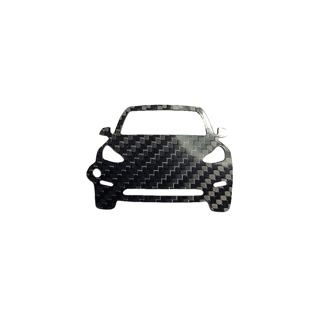 Carbon Fiber Keychain for fits Tesla Model Y lanyard inspired front view glossy carbon fiber