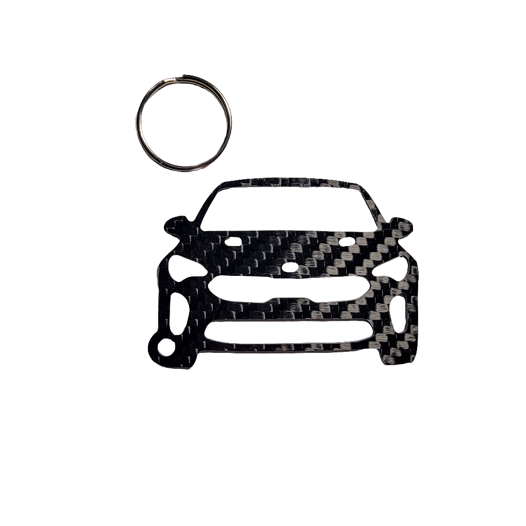 Carbon Fiber keychain for Kia Stinger (2018-2020) Inspired Keychain Lanyard front view Glossy Twill
