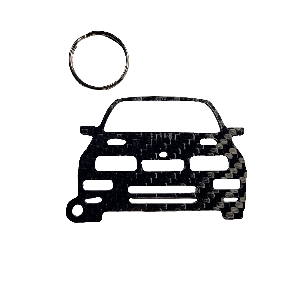 Carbon Fiber keychain for Ford Sierra RS Cosworth (1986-1992) Inspired Keychain Lanyard front view Glossy Twill
