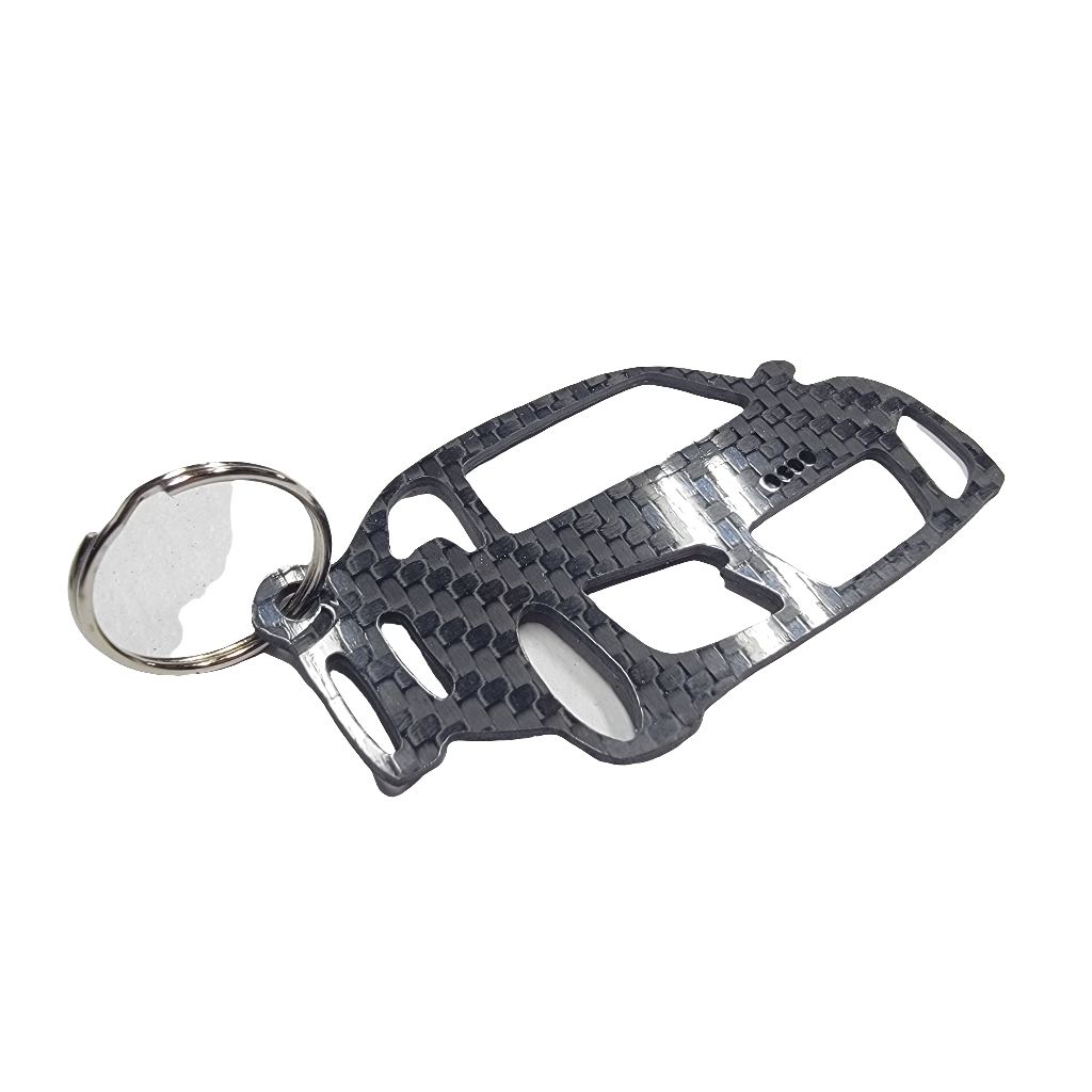 Carbon Fiber keychain for Audi R8 Type 42 Spyder (2006-2012) 1st Generation Inspired Keychain Lanyard 3d front view Glossy Twill