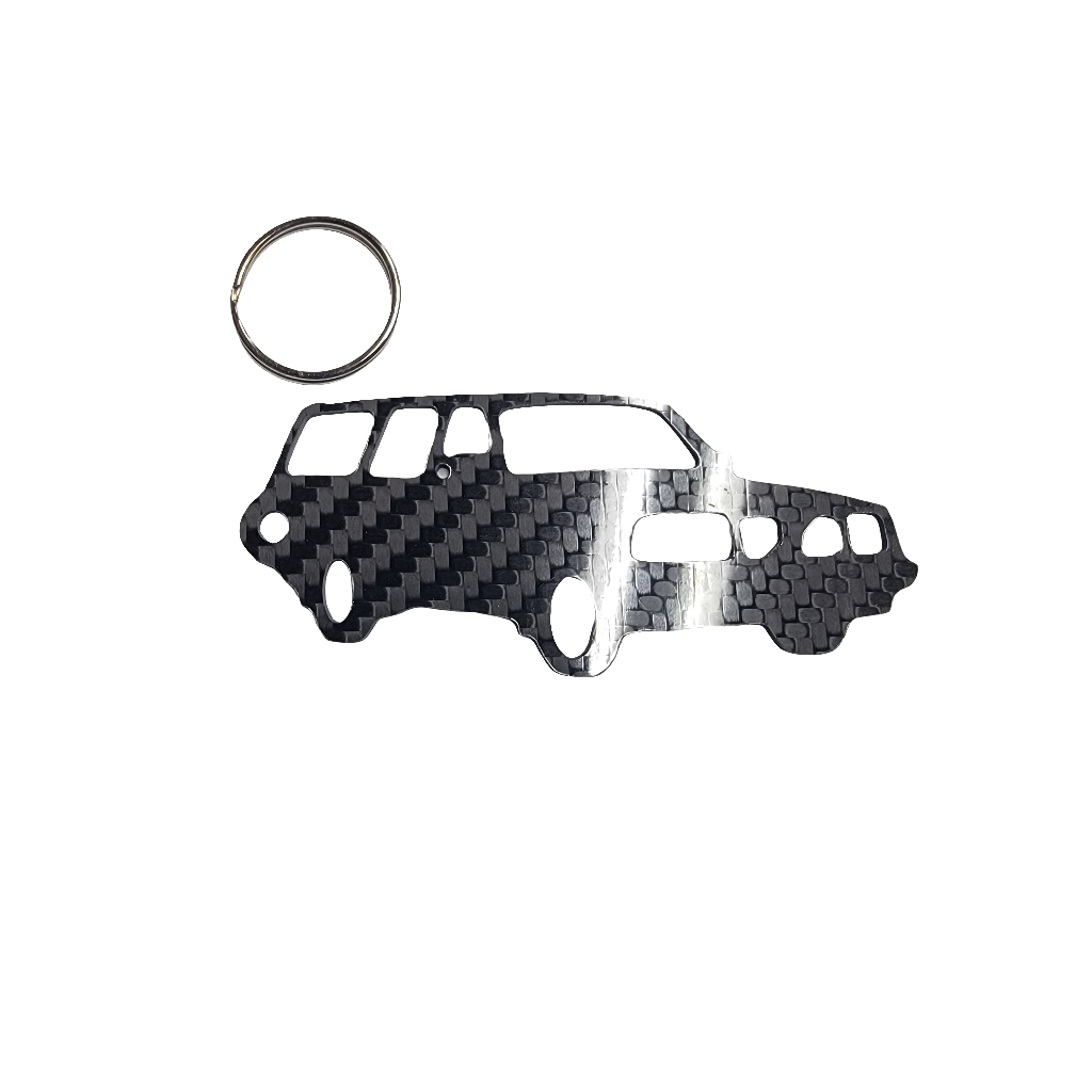 Carbon Fiber keychain for Volvo 200 (1974-1993) Inspired Keychain Lanyard 3d front view Glossy Twill (Copy)
