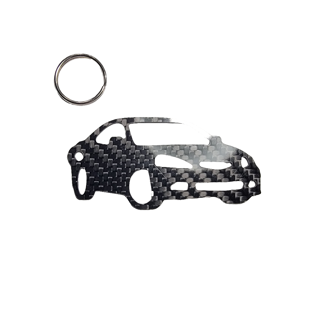 Carbon Fiber keychain for Acura RSX (2002-2006) Inspired Keychain Lanyard 3d front stance view Glossy Twill
