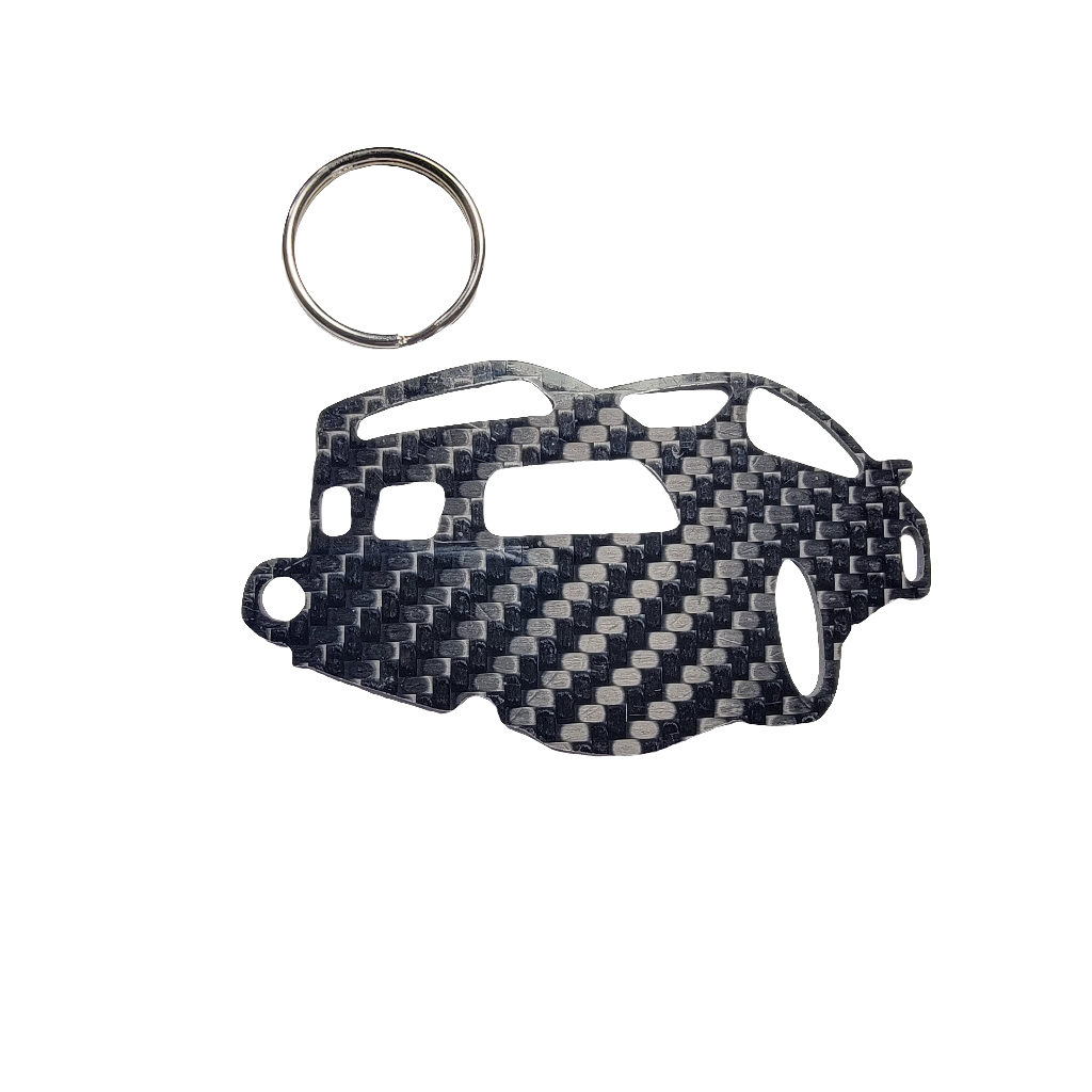 Carbon Fiber keychain for Honda Civic EK (1996-2000) Coupe Inspired Keychain Lanyard 3D rear view Glossy Twill