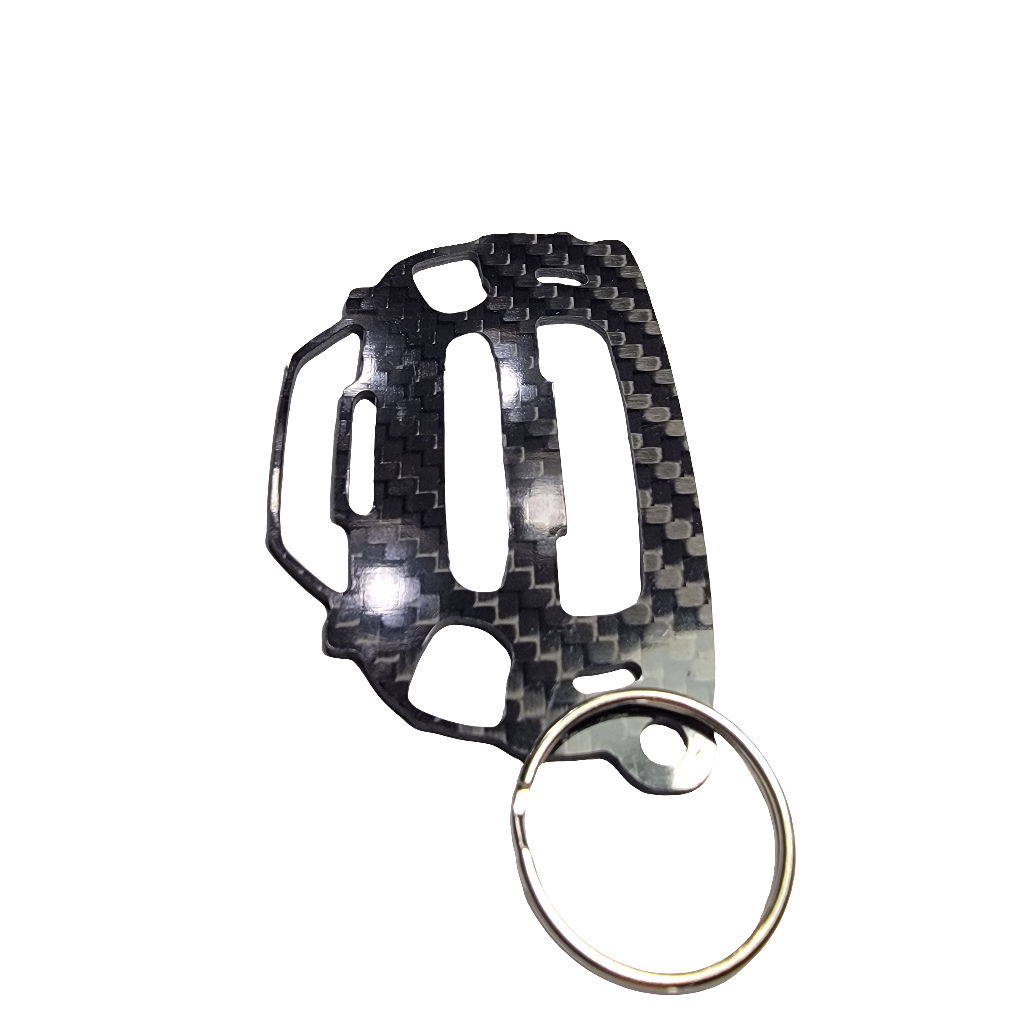 Carbon Fiber Keychain for Subaru WRX STi (2004-2005) bug eye Inspired Keychain Lanyard front view Glossy Twill Version 2