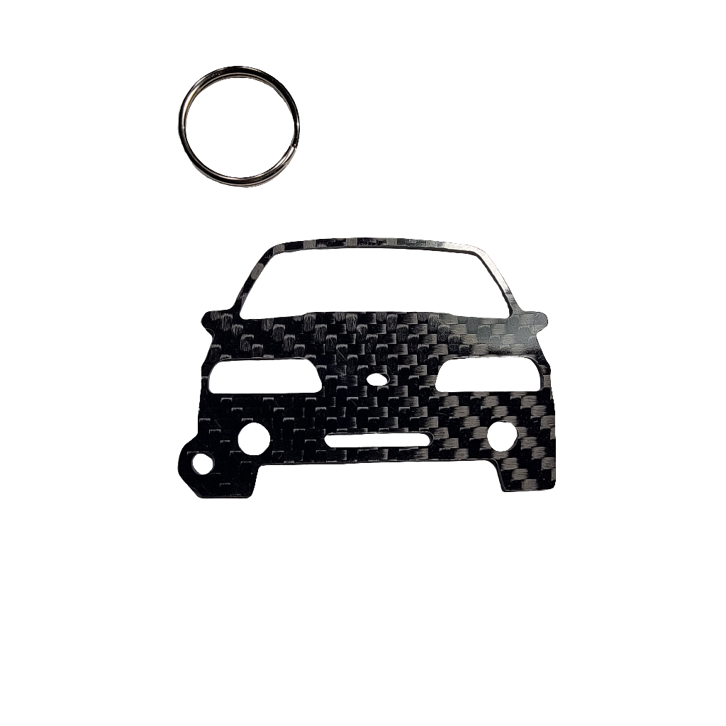 Carbon Fiber keychain for Ford Mustang 5.0 Fox Body GT Hatchback (1987-1993) Inspired Keychain Lanyard front view Glossy Twill