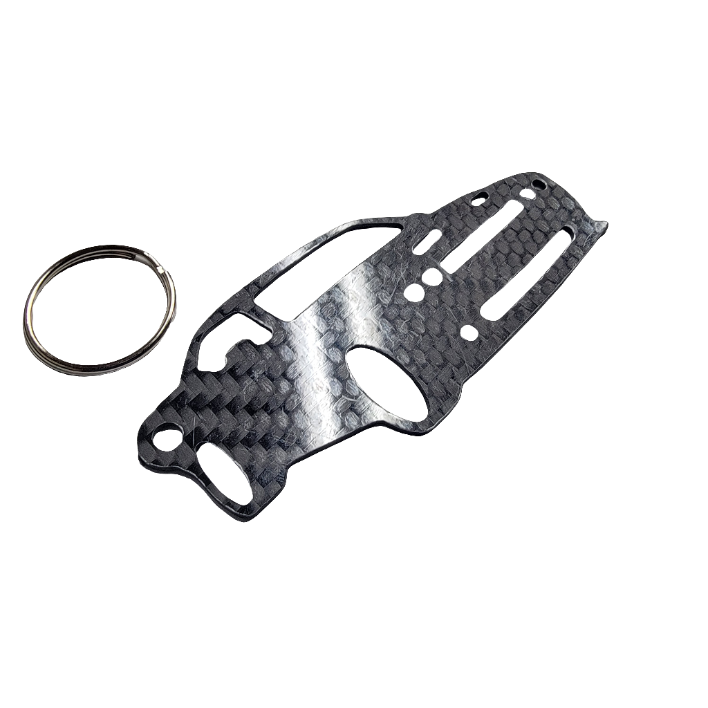 Carbon Fiber keychain for Dodge Challenger (2008-2023) Hell cat Inspired Keychain Lanyard 3d front view Glossy Twill