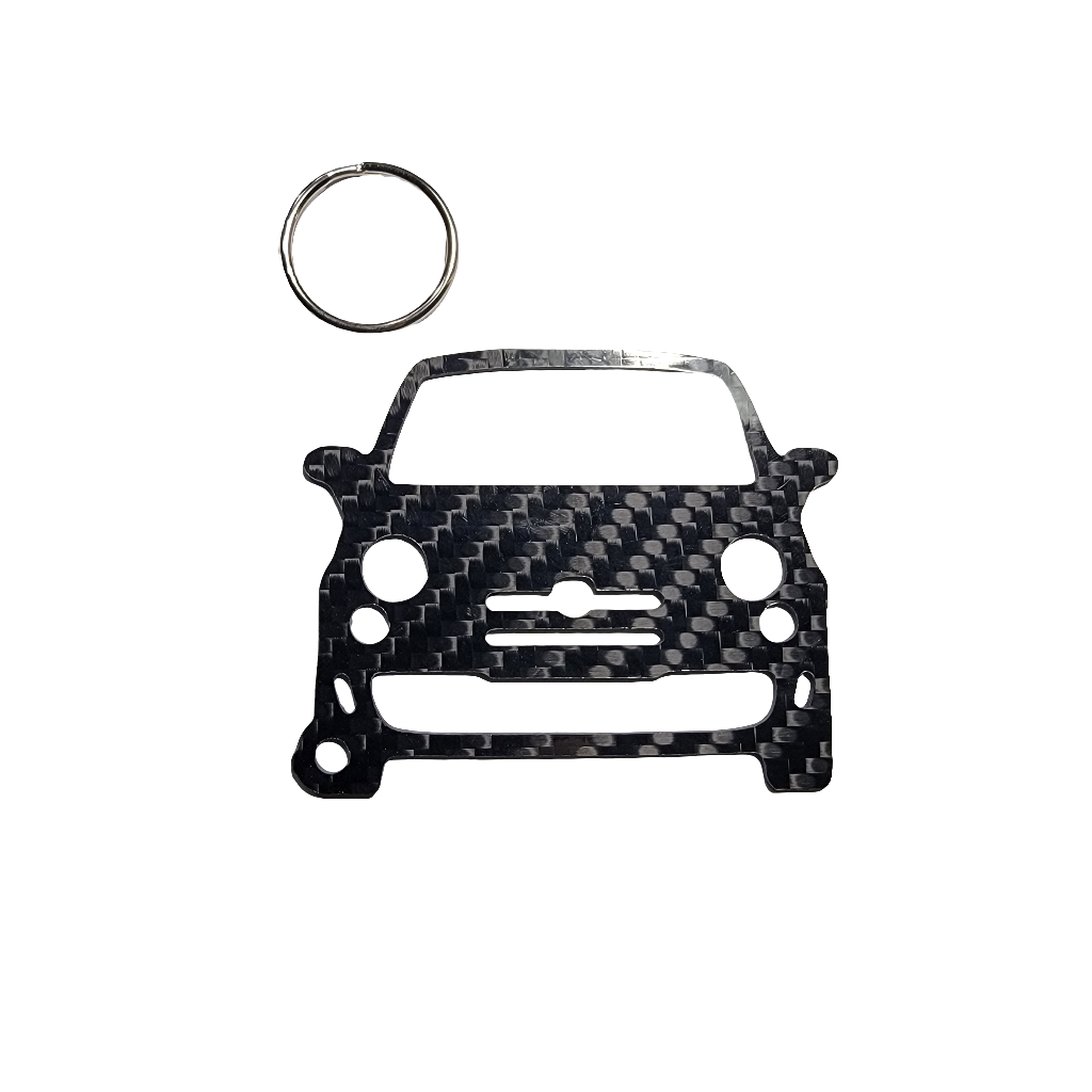 Carbon Fiber keychain for Fiat 500 Abarth (2008-2015) Inspired Keychain Lanyard front view Glossy Twill 500c 500e 2007 New 500 Nuova 500