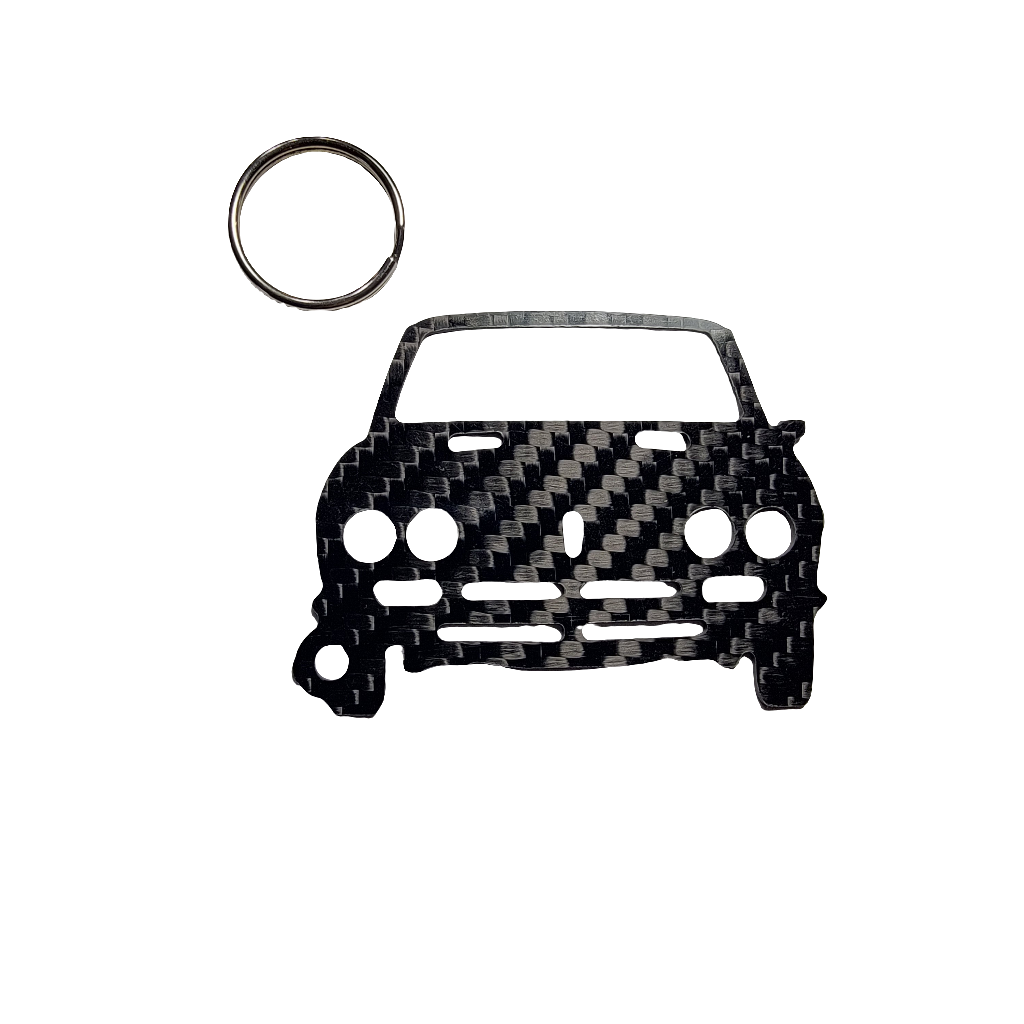 Carbon Fiber keychain for Mazda RX-2 (1970–1978) Inspired Keychain Lanyard front view Glossy Twill