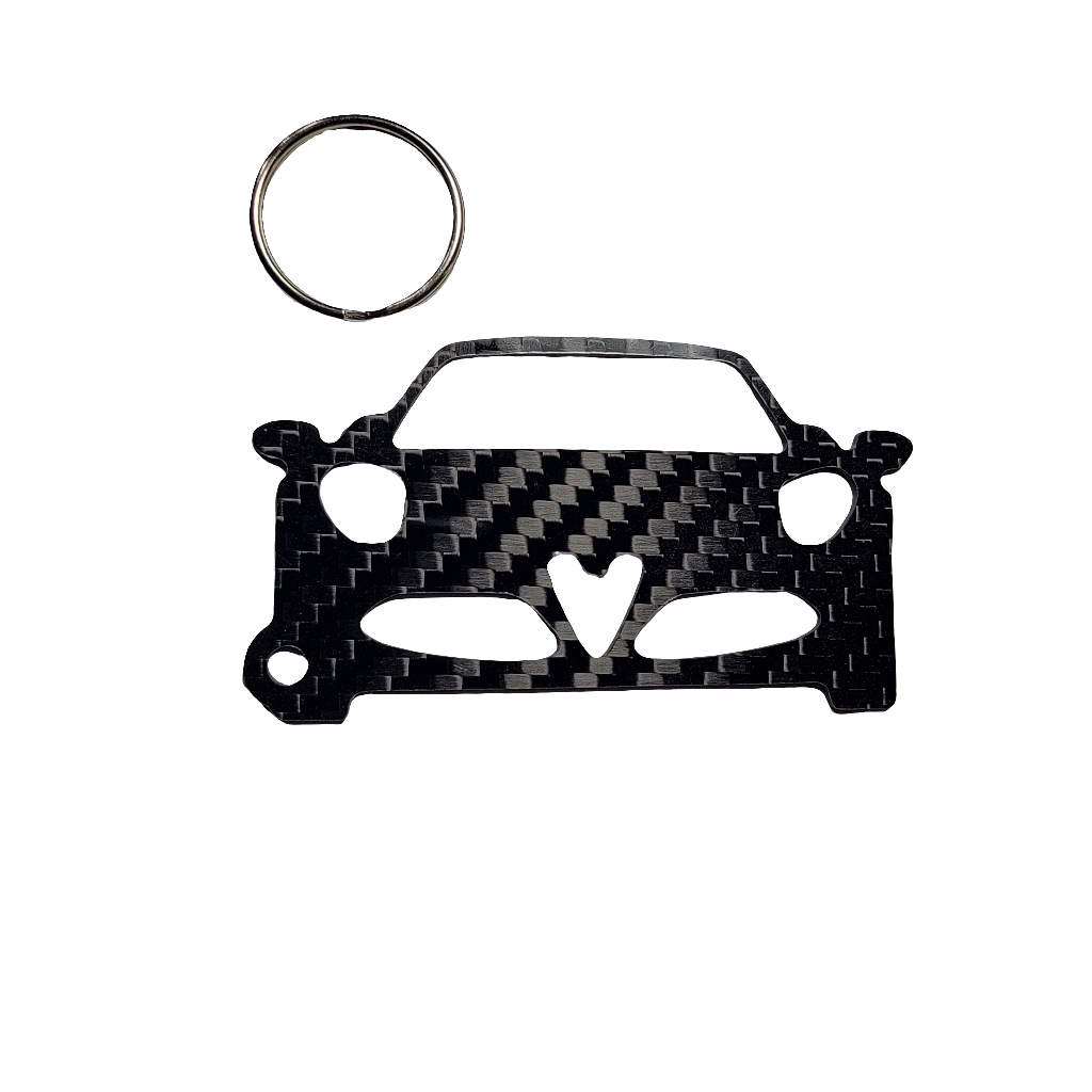 Carbon Fiber keychain for Alfa Romeo 4C (2013-2020) Inspired Keychain Lanyard front view Glossy Twill