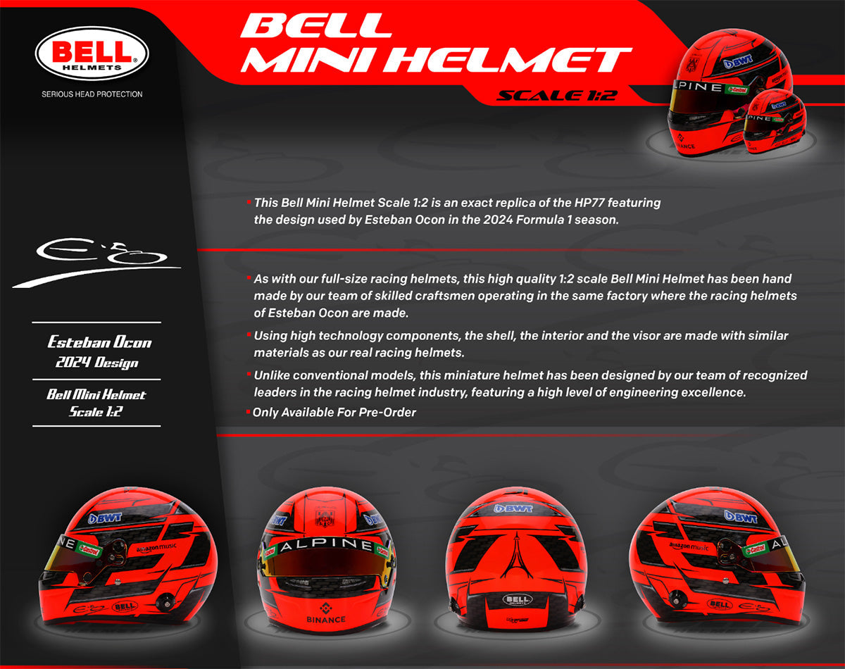 Bell HP77 Esteban Ocon 1:2 Scale F1 Mini Helmet | Alpine 2024 F1 Season