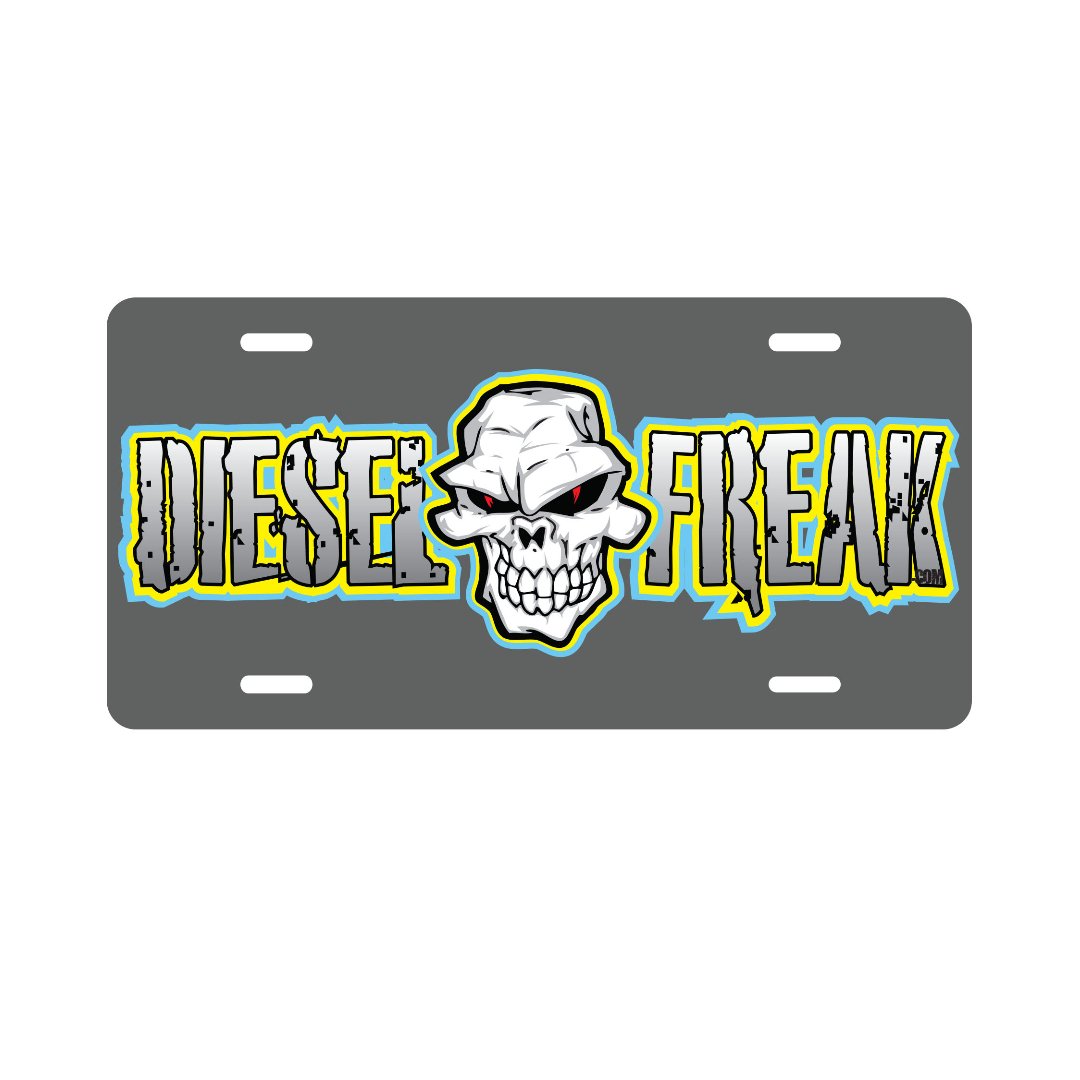 Blue and Yellow Diesel Freak License Plate