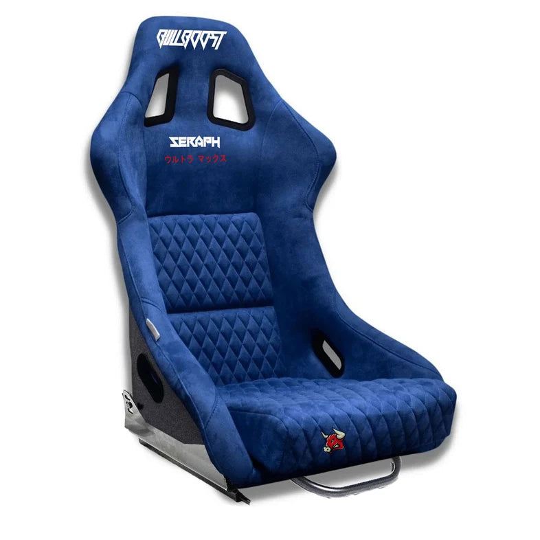 BULL BOOST Blue Ultra-Max Seraph Racing Bucket Seats with Slider Rails – Pair