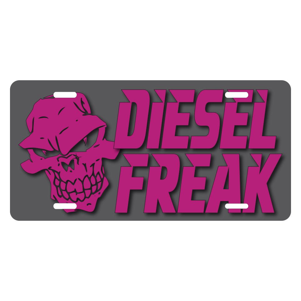 Diesel Freak Burnt Stacked License Plate: Edgy Skull Font Design