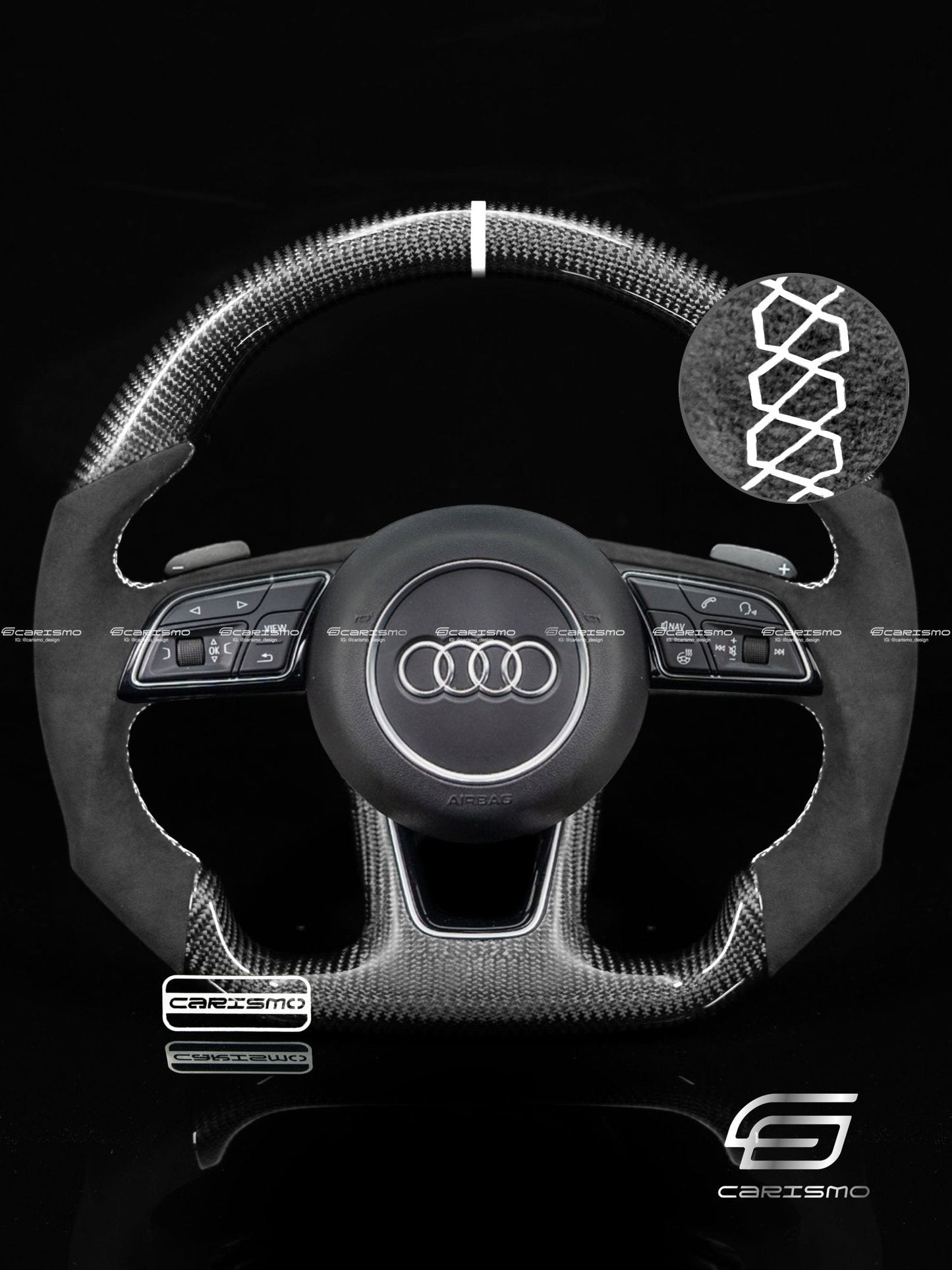 Carismo Steering Wheel For Audi (B9 Wheel) - Sport - Gloss Carbon - Alcantara
