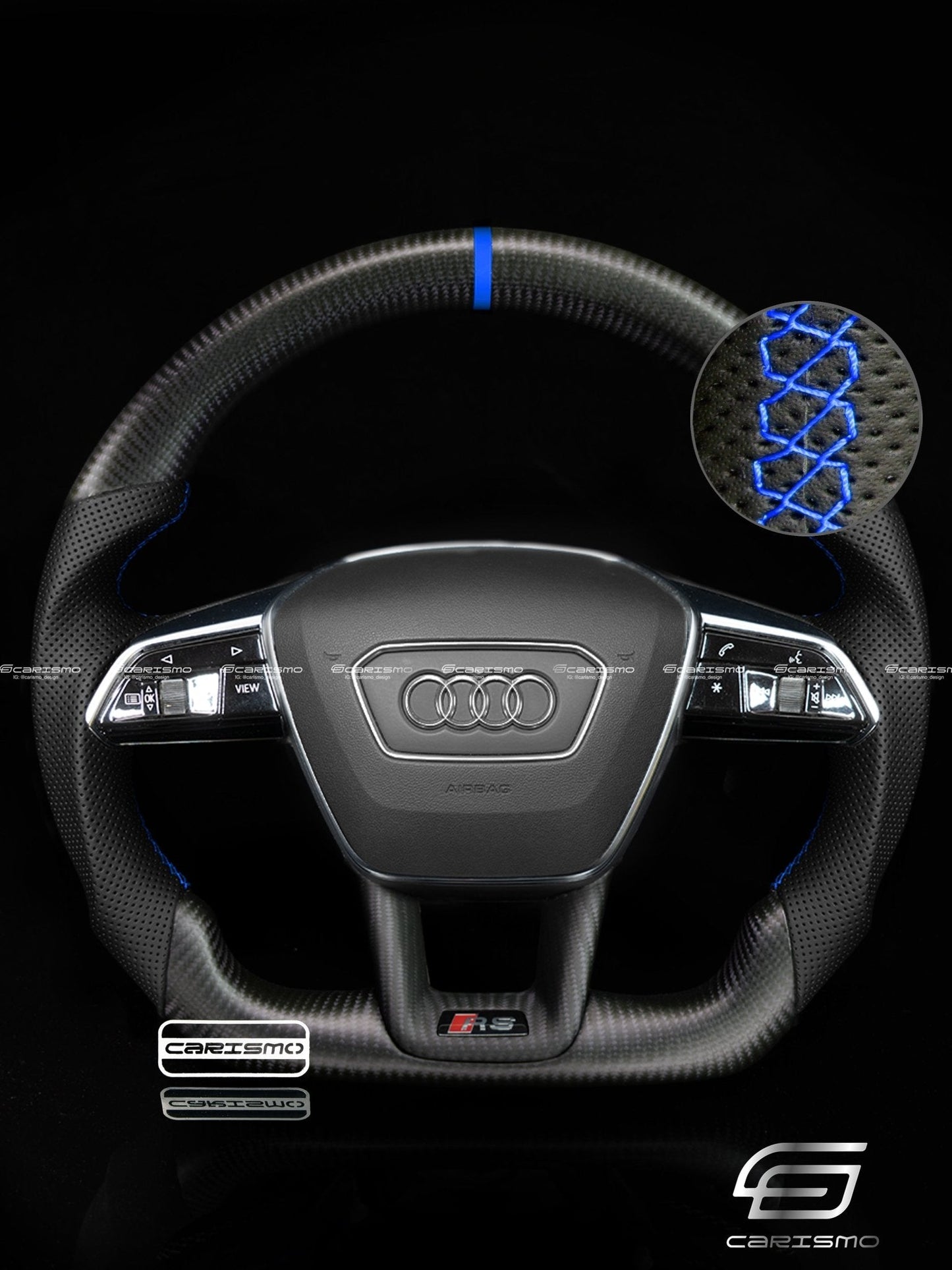 Carismo Steering Wheel For Audi (C8 Wheel) - Sport - Matte Carbon - Perforated Leather