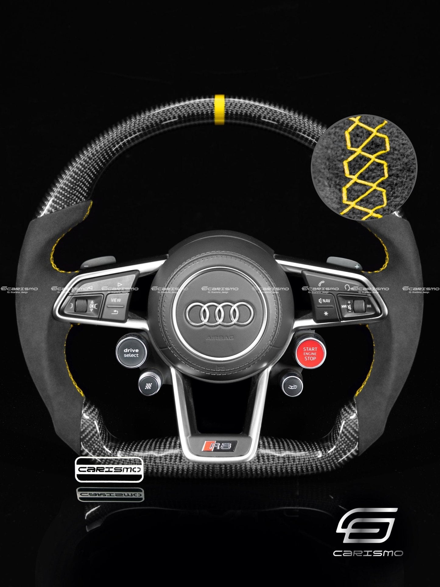 Carismo Steering Wheel For Audi R8 (Gen 2) - Sport - Gloss Carbon - Alcantara
