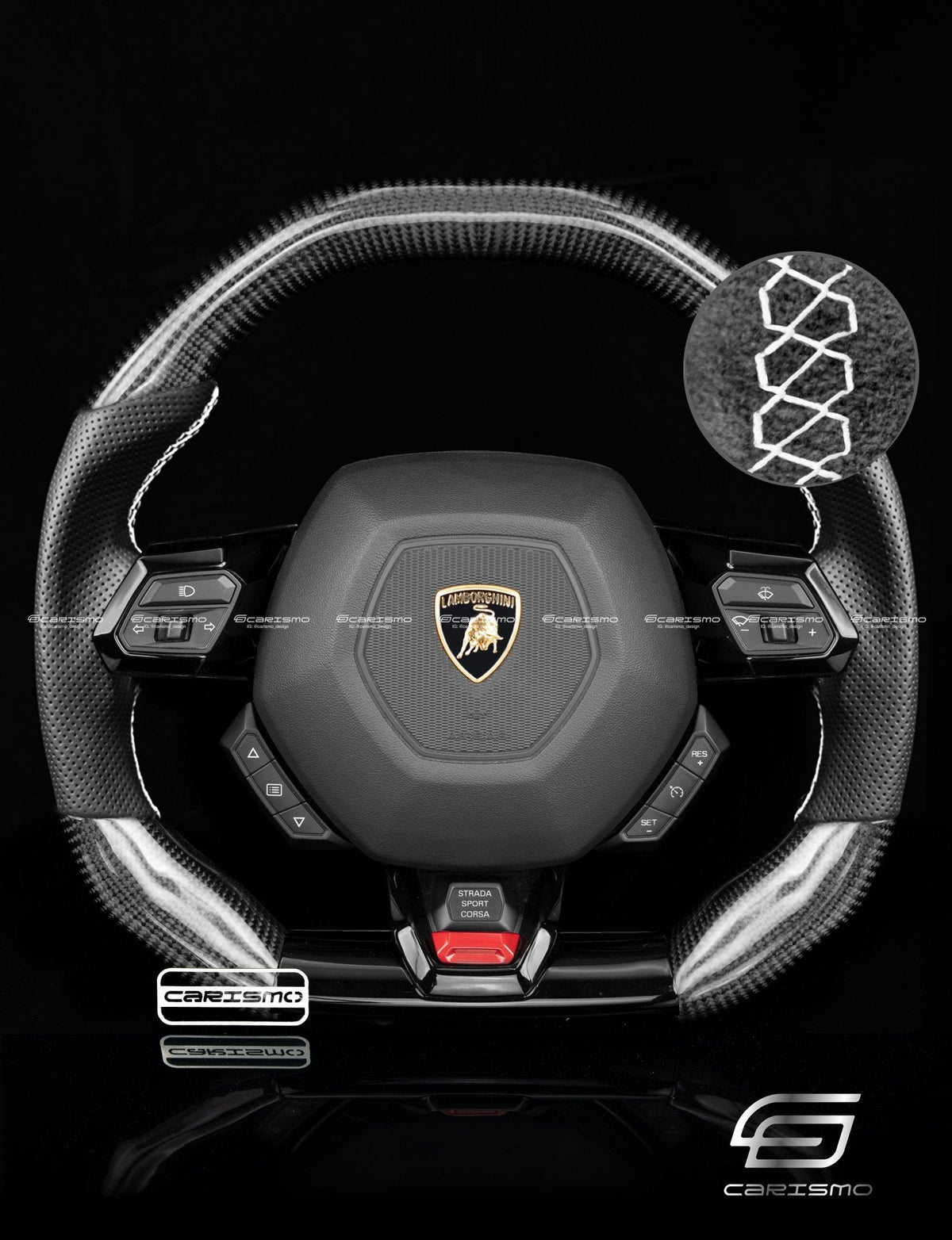 Carismo Steering Wheel For Lamborghini Huracan - Signature - Gloss Carbon - Perforated Leather