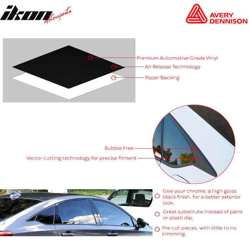 2016-2020 Honda Civic 2dr Gloss Black Window Trim Chrome Delete Vinyl