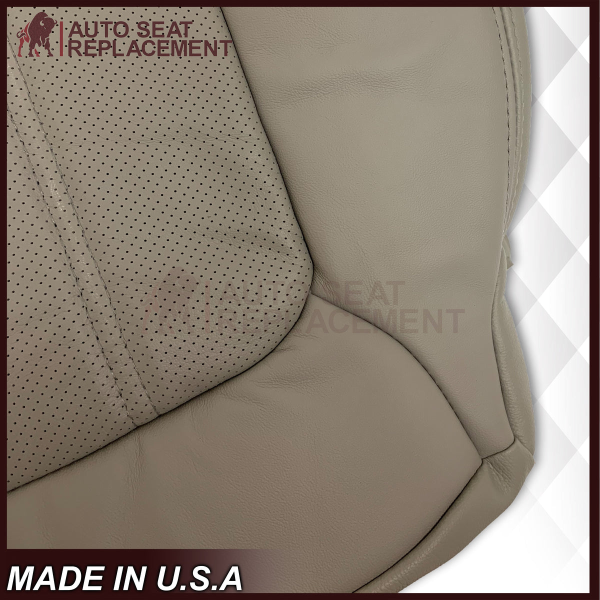 2008-2012 Buick Enclave Driver or Passenger Bottom Perforated Seat Cover in Gray: Choose Leather or Vinyl