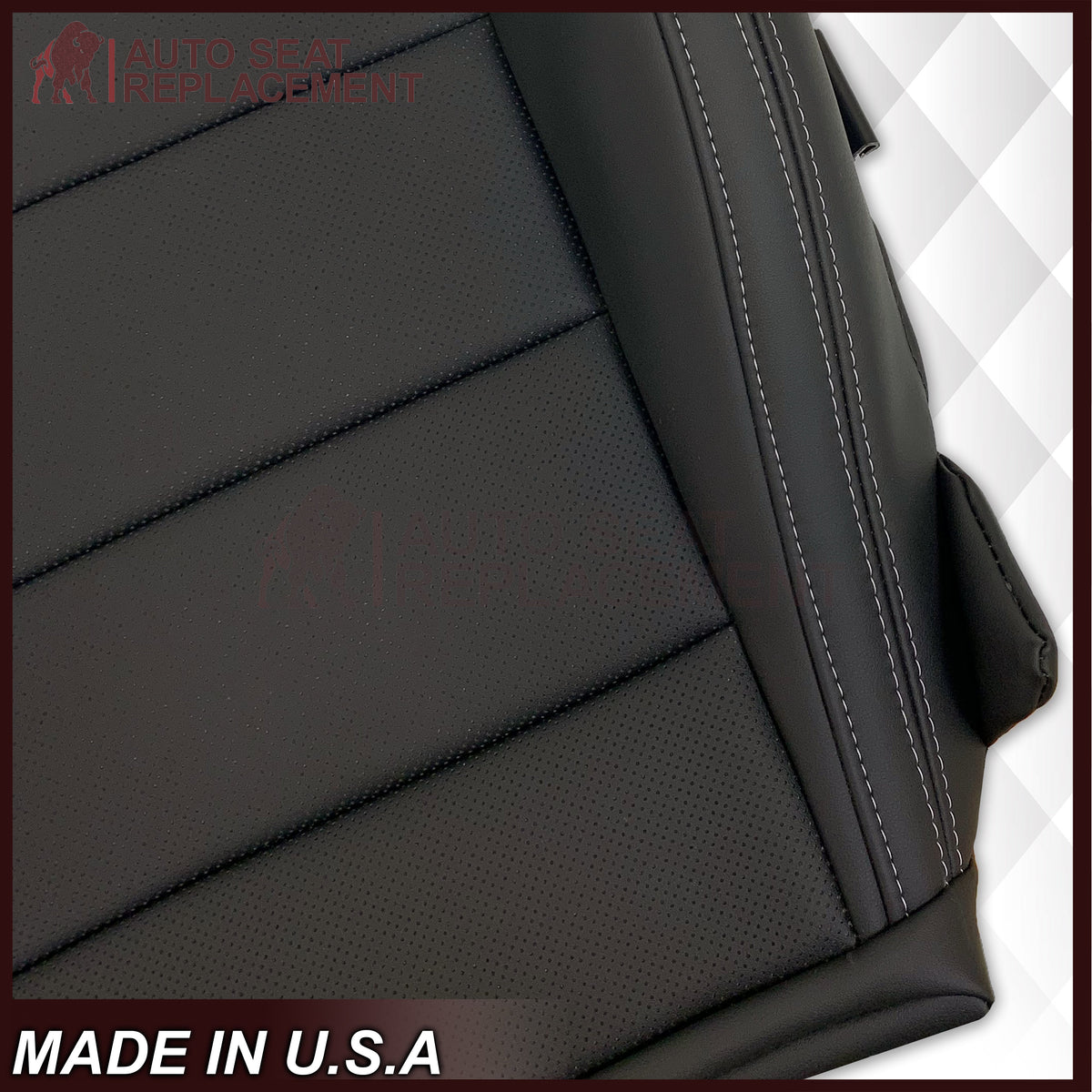 2015-2023 Ford Mustang GT Coupe V6 V8 Perforated Vinyl Replacement Bottom Seat Covers In Black: Choose Your Side