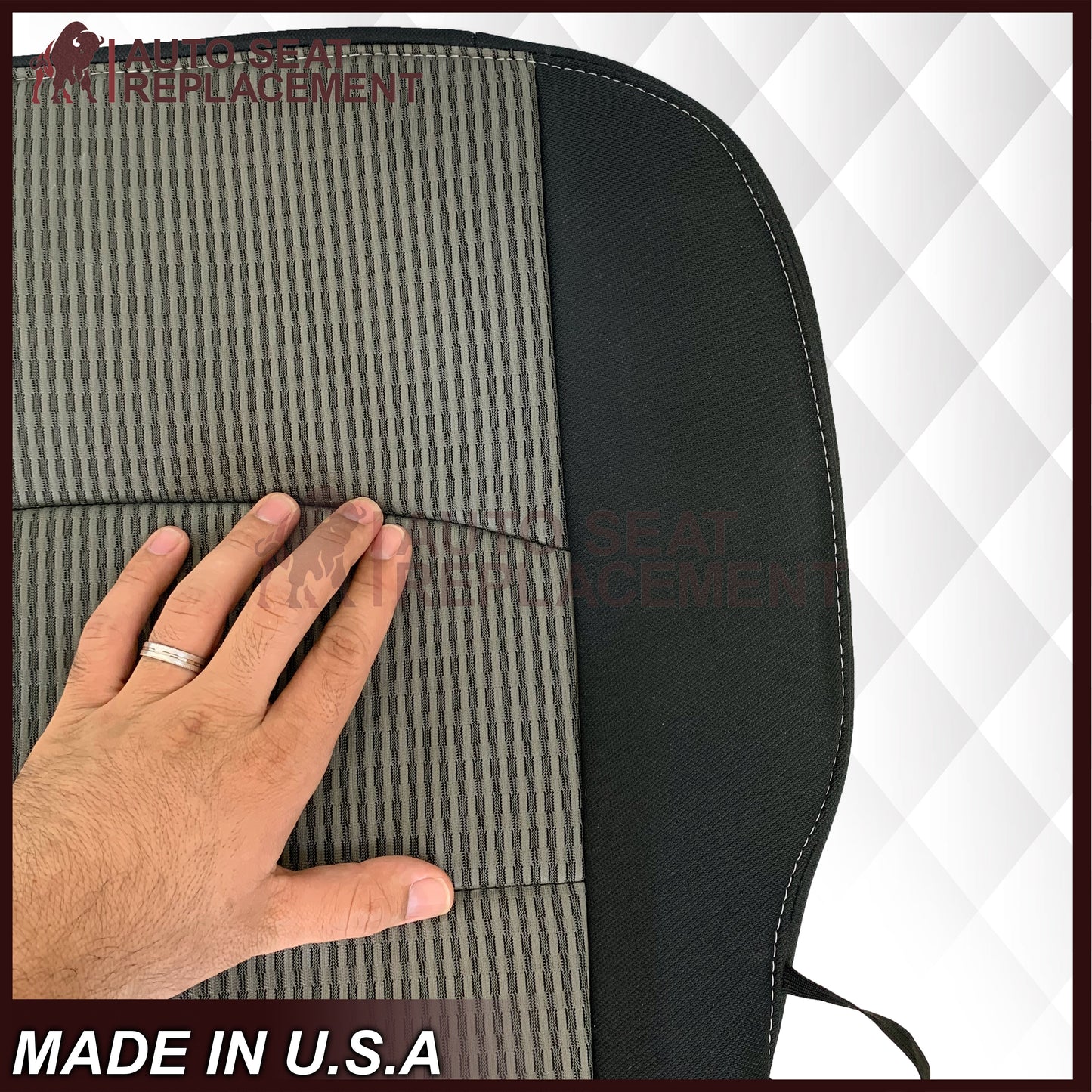 2009-2012 Dodge Ram SLT Front Bottom Replacement Cloth Seat Cover In Dark Gray
