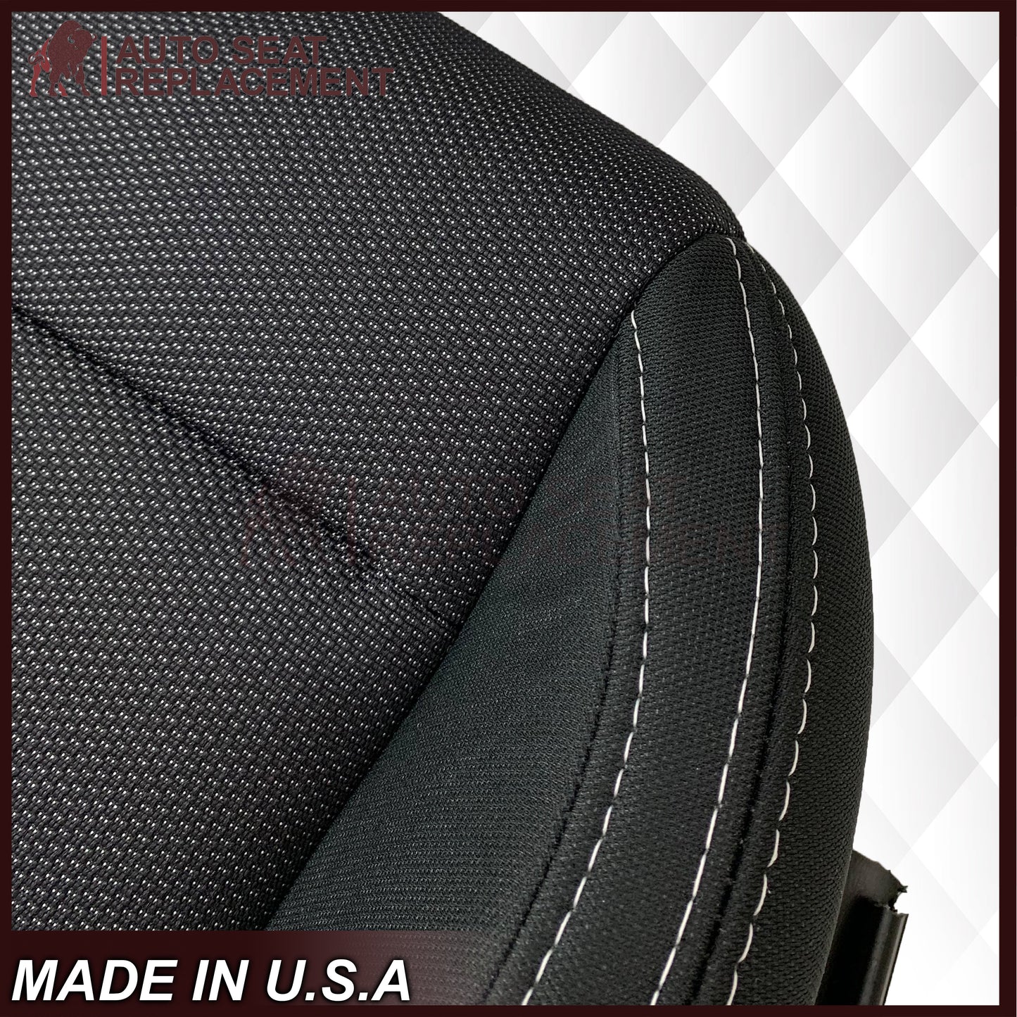 2015-2023 Ford Mustang GT Coupe V6 V8 Cloth (Fabric) Replacement Bottom Seat Covers In Black: Choose Your Side