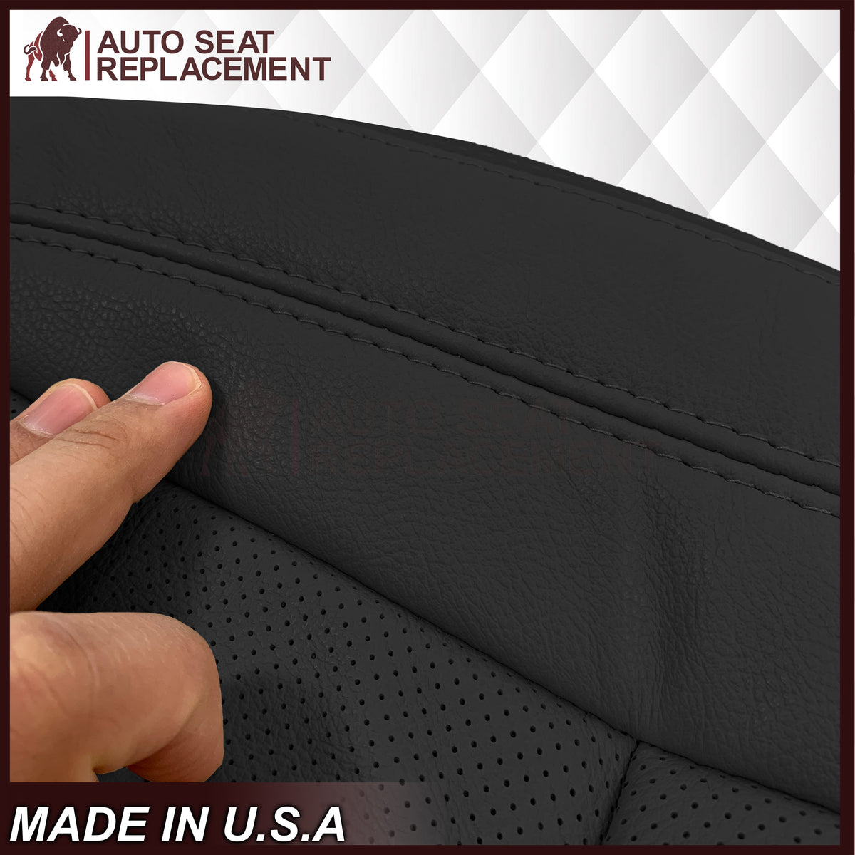 2016-2019 Ford Explorer Limited Replacement Leather or Synthetic Leather Seat Cover: Ebony Black Perforated