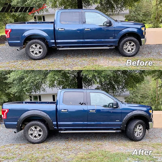 2015-2017 Ford F150 Pocket Rivet Matte Black Wheel Fender Flare PP 4PC