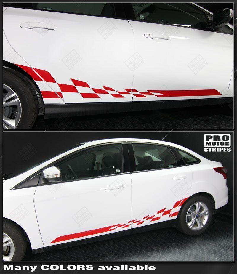 Ford Focus 2011-2018 Rocker Panel Checkered Side Stripes