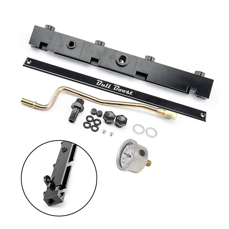 Bull Boost Performance Billet Aluminum High Flow Fuel Rail for Honda K20/K24 2.0L & 2.4L Engines – Acura RSX, Honda Civic Si & K-Swap Applications