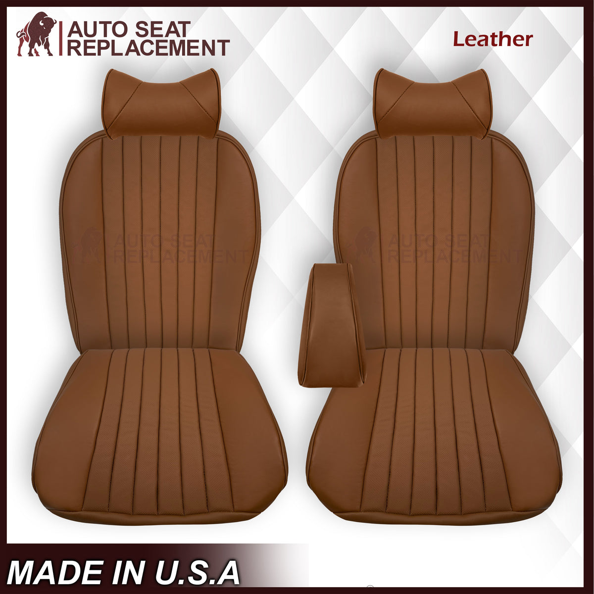 1972-1989 Mercedes Benz R107 Leather seat Covers 280SL 450SL 380SL 560SL W107 SL In Saddle Brown