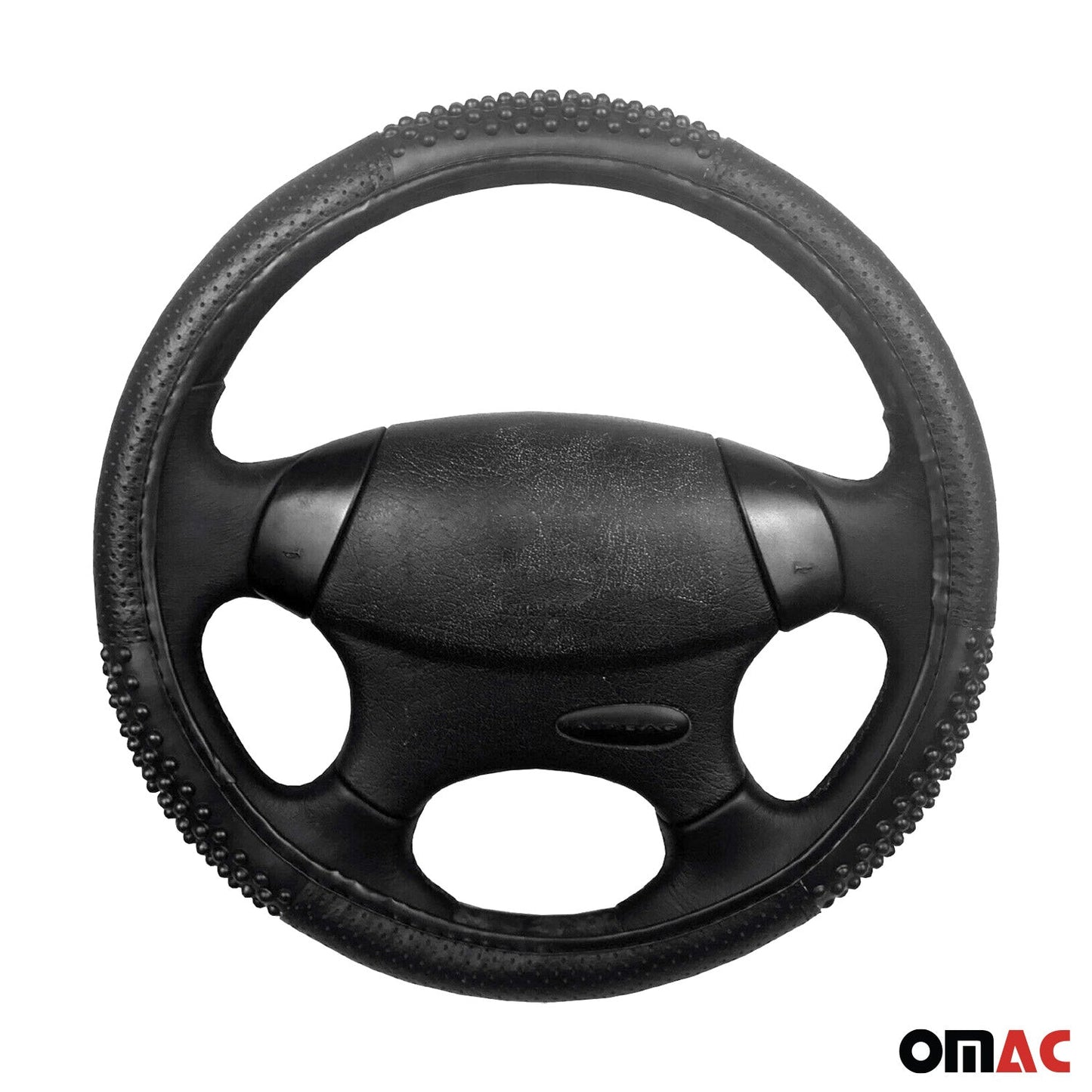 14.5-15.5’’ Steering Wheel Cover Black Leather Breathable Anti-slip