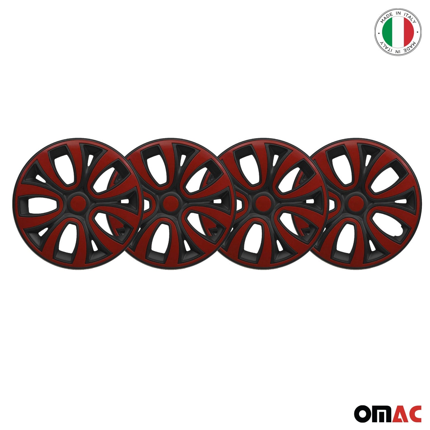 ColorFlex Hub Caps Wheel Cover 15" Black Matt & Red Full Set 4 pcs.