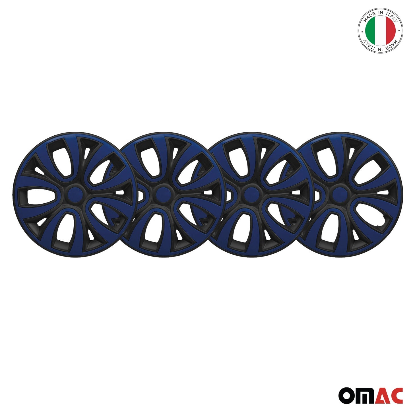 ColorFlex Hub Caps Wheel Cover 15" Black Matt & Dark Blue Full Set 4 pcs.