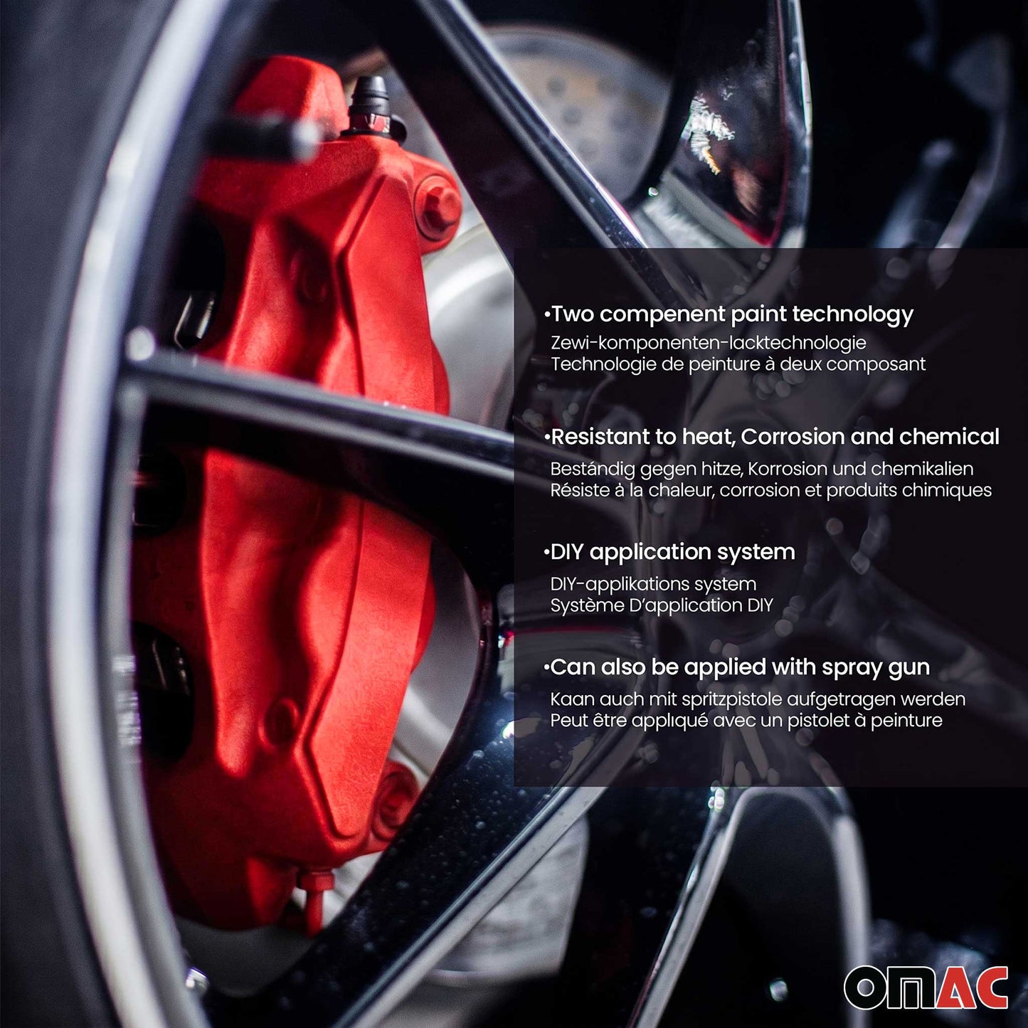 OMAC Brake Caliper Epoxy Based Car Paint Kit Texas Red Matt High-Temp