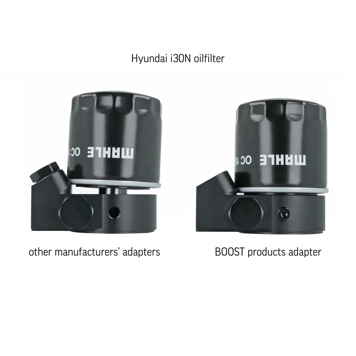 BOOST Products Billet Oil Filter Sandwich Plate Adapter w/ Thermostat, black anodized